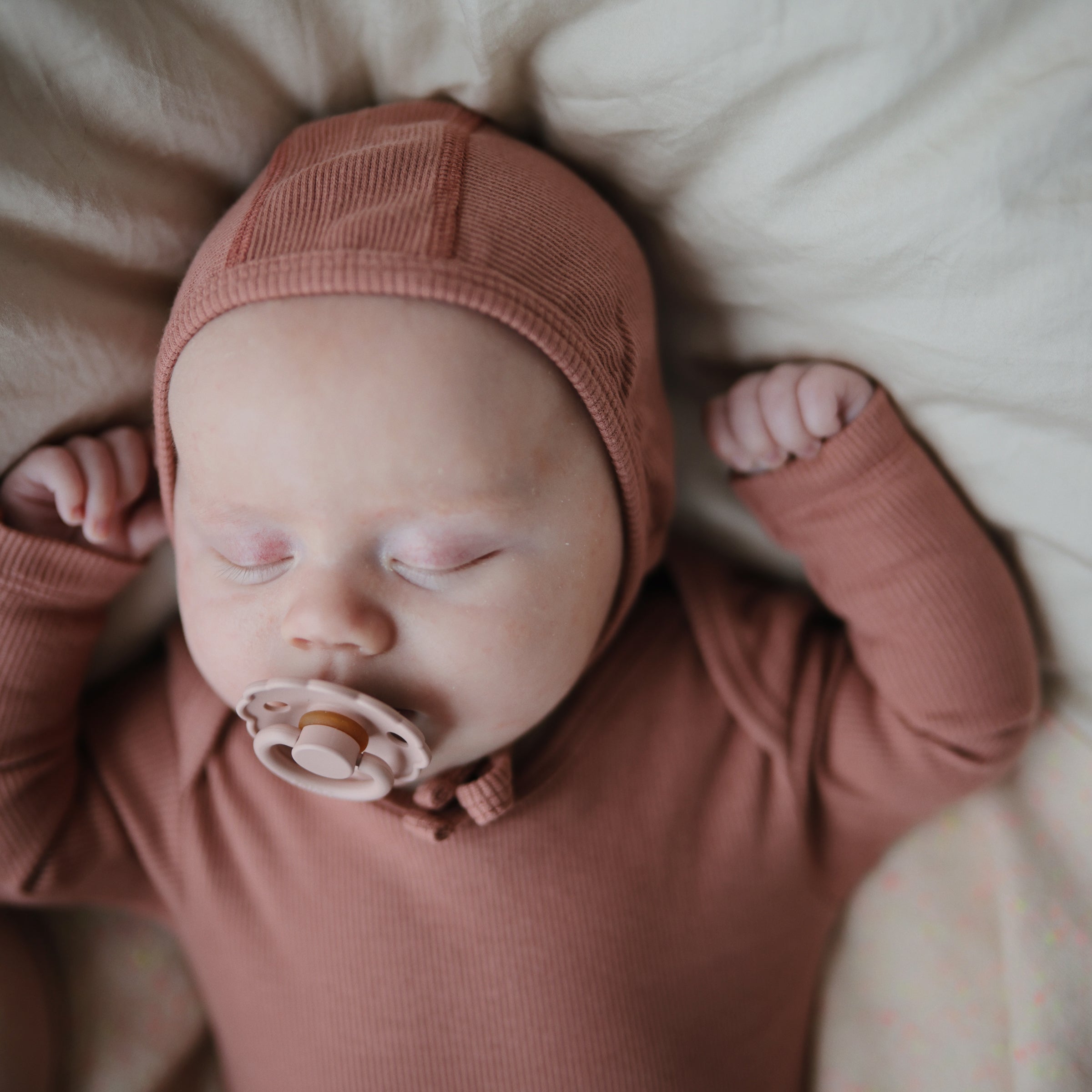 Image of Ribbed Baby Bonnet